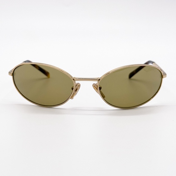 NEW PRADA PRA59S 5AK70G WOMEN SUNGLASSES SPR A59 5AK70G GOLD OVAL PR A59S - Picture 7 of 14